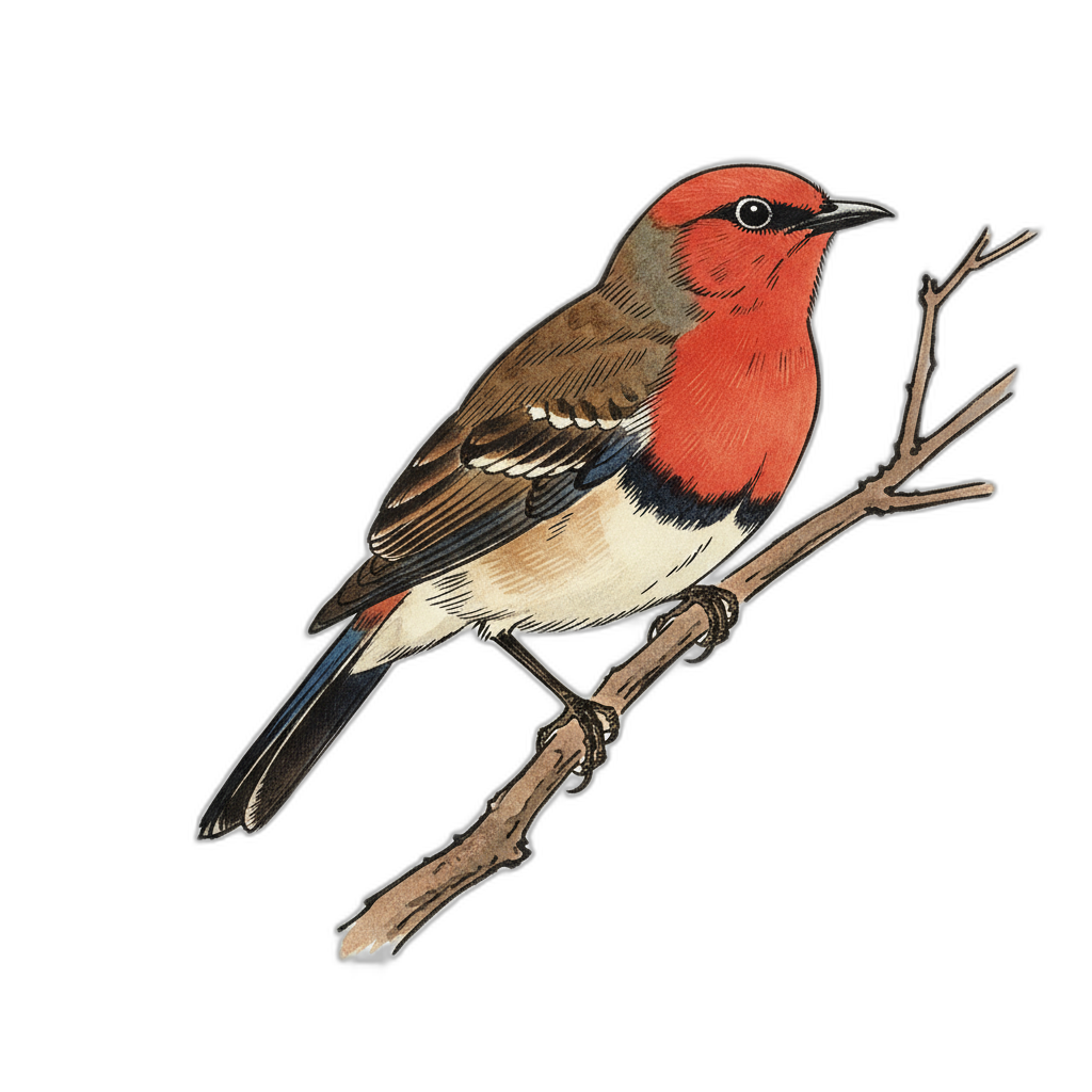 Crimson Chat, perched